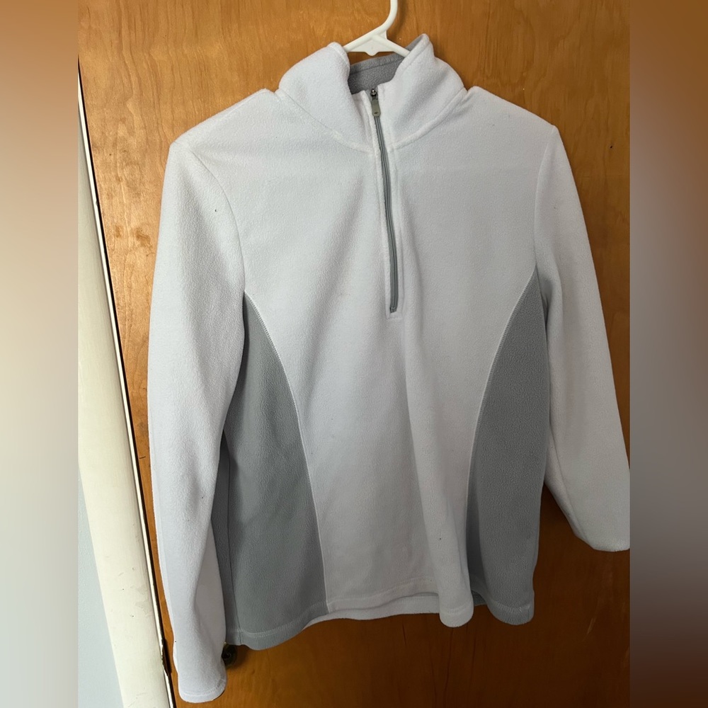 half zip white & gray hoodie